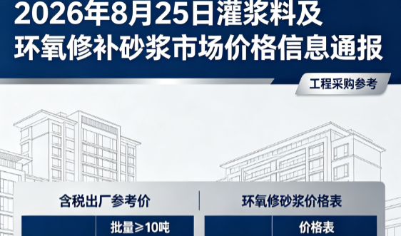 闻喜2026年8月25日灌浆料及环氧修补砂浆市场价格信息通报